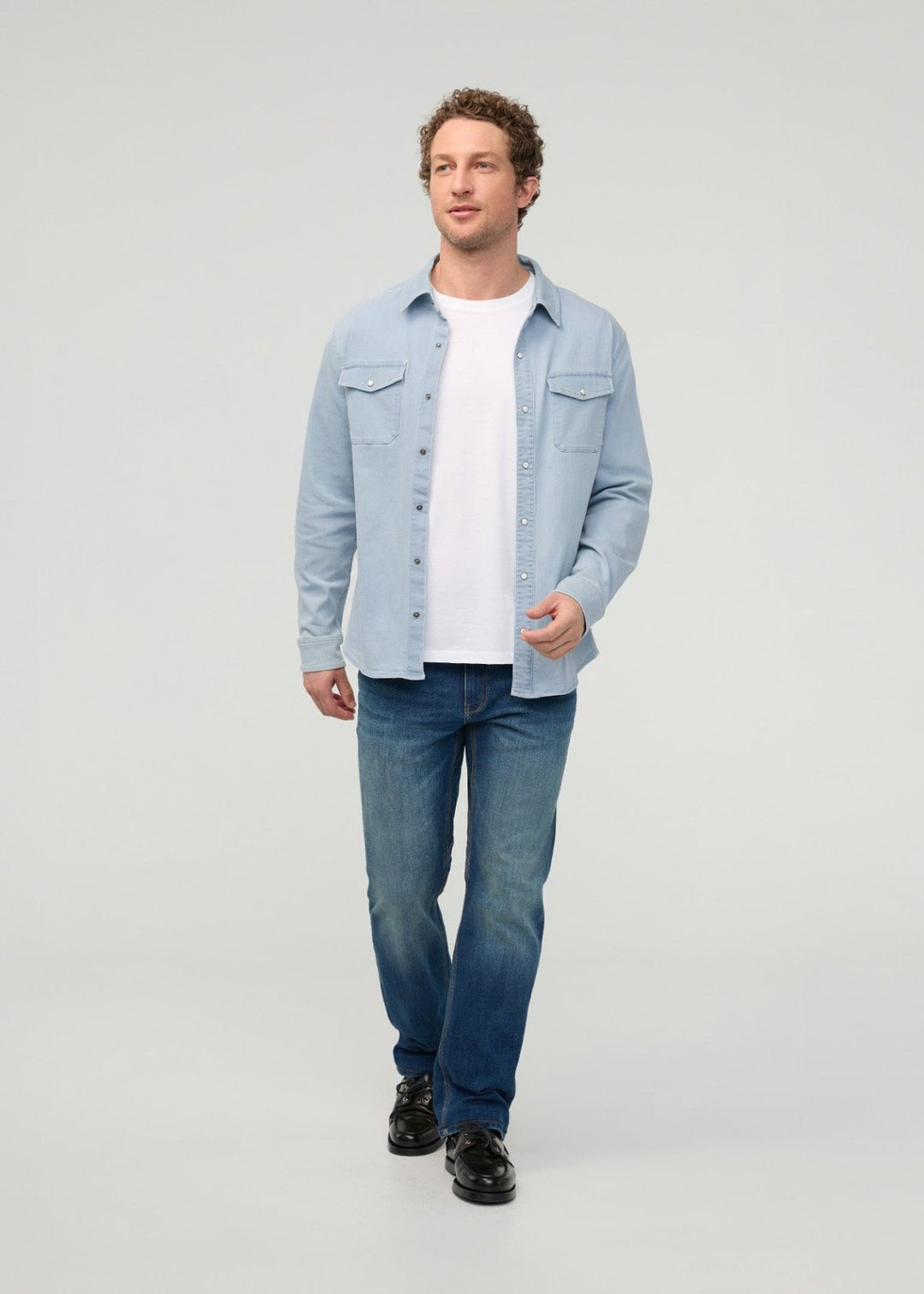 DUER Men's Performance Denim Lite Two-Pocket Shirt - Dune Blue
