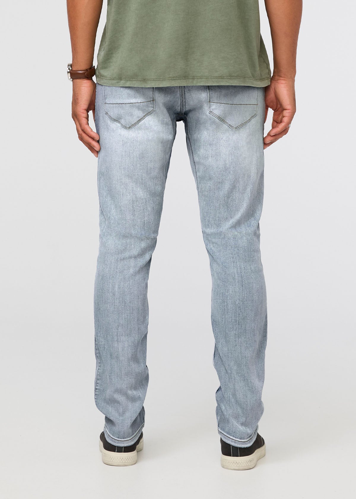 mens faded blue relaxed fit stretch jeans back