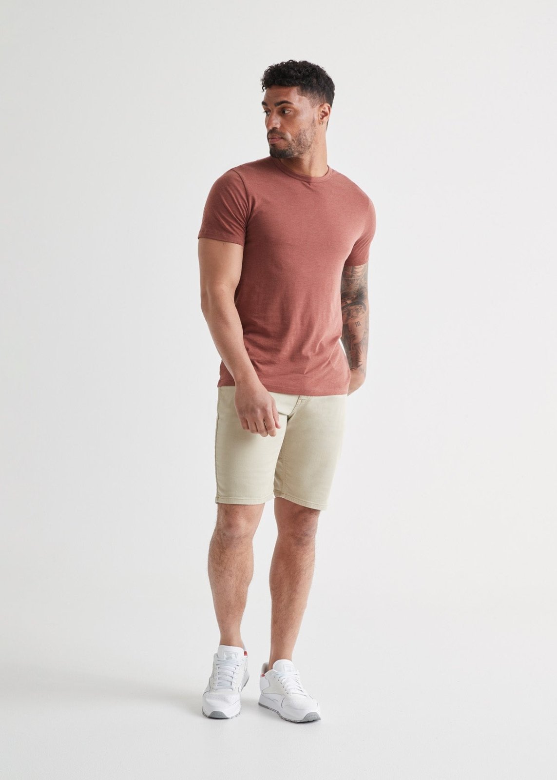 mens off-white relaxed fit performance stretch short full body