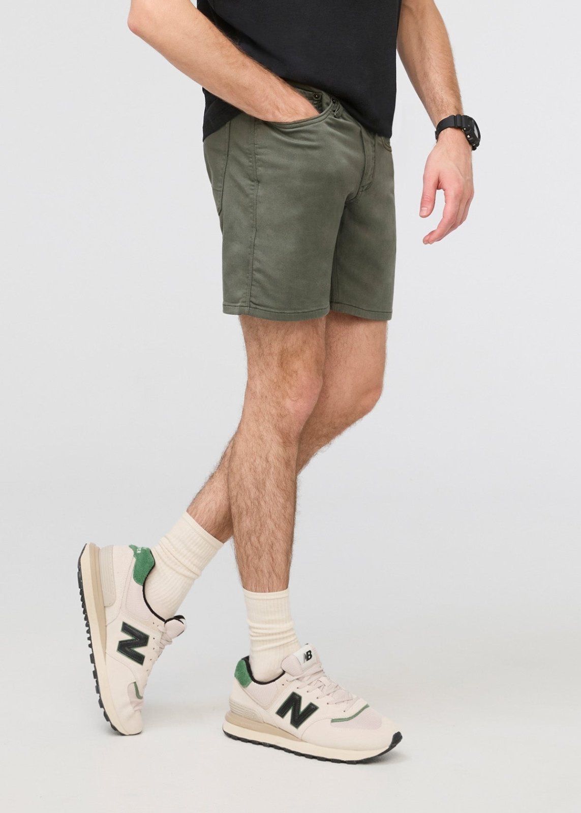 mens green slim fit performance short side