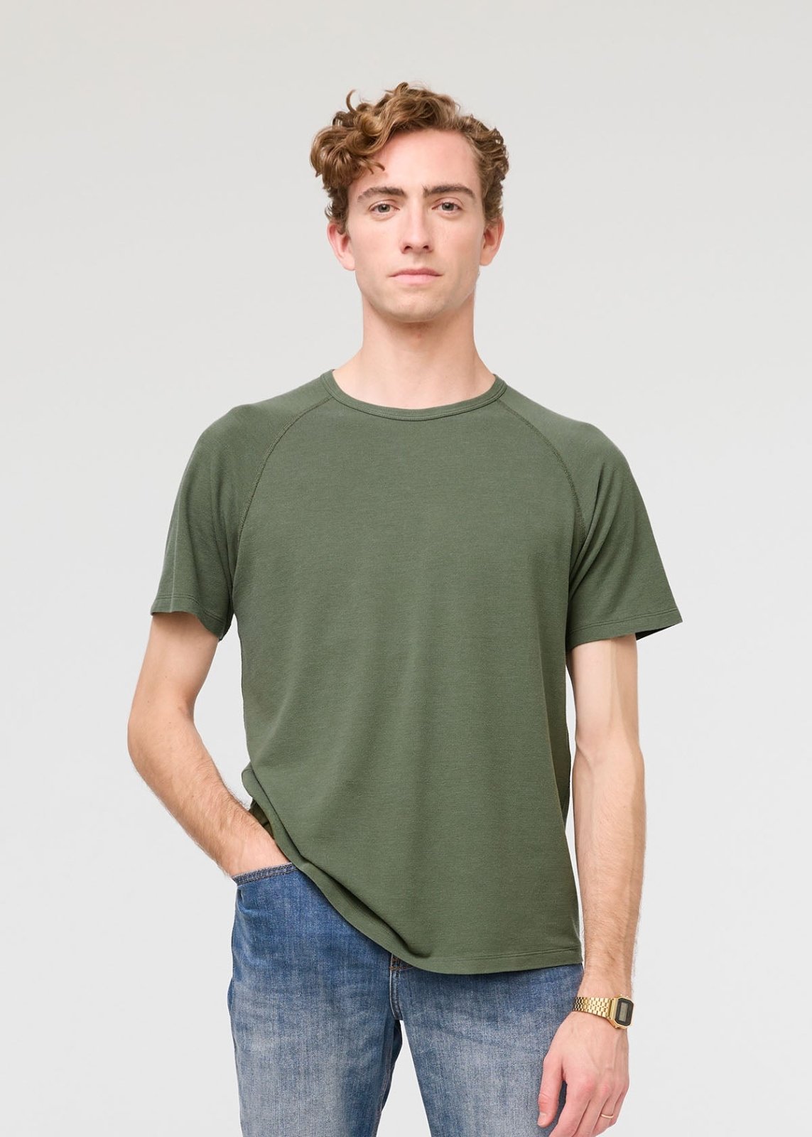 mens breathable green tee front