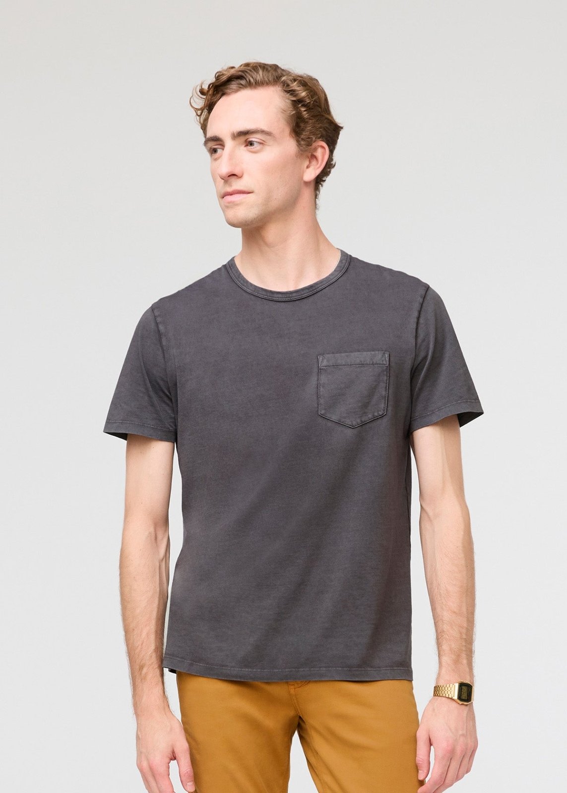 mens pima cotton vintage style grey t-shirt front