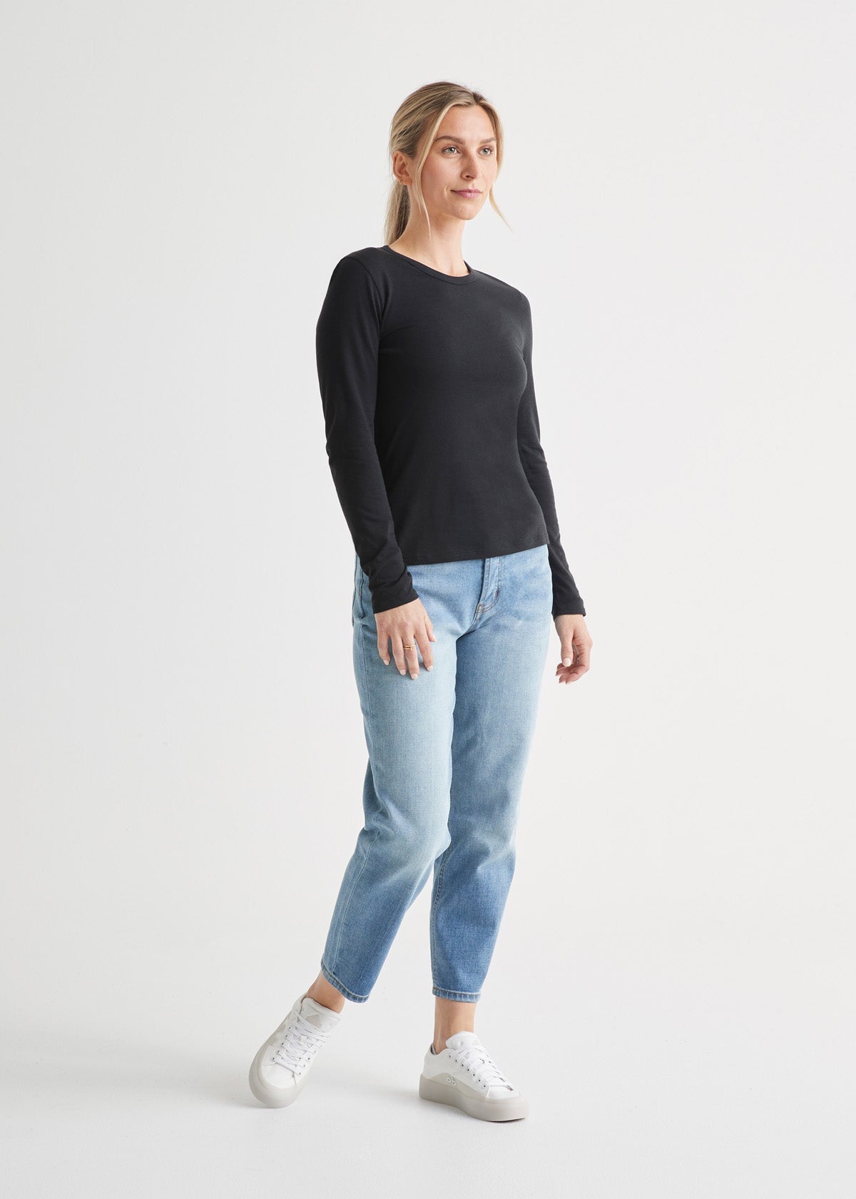 womens black slim long sleeve full body