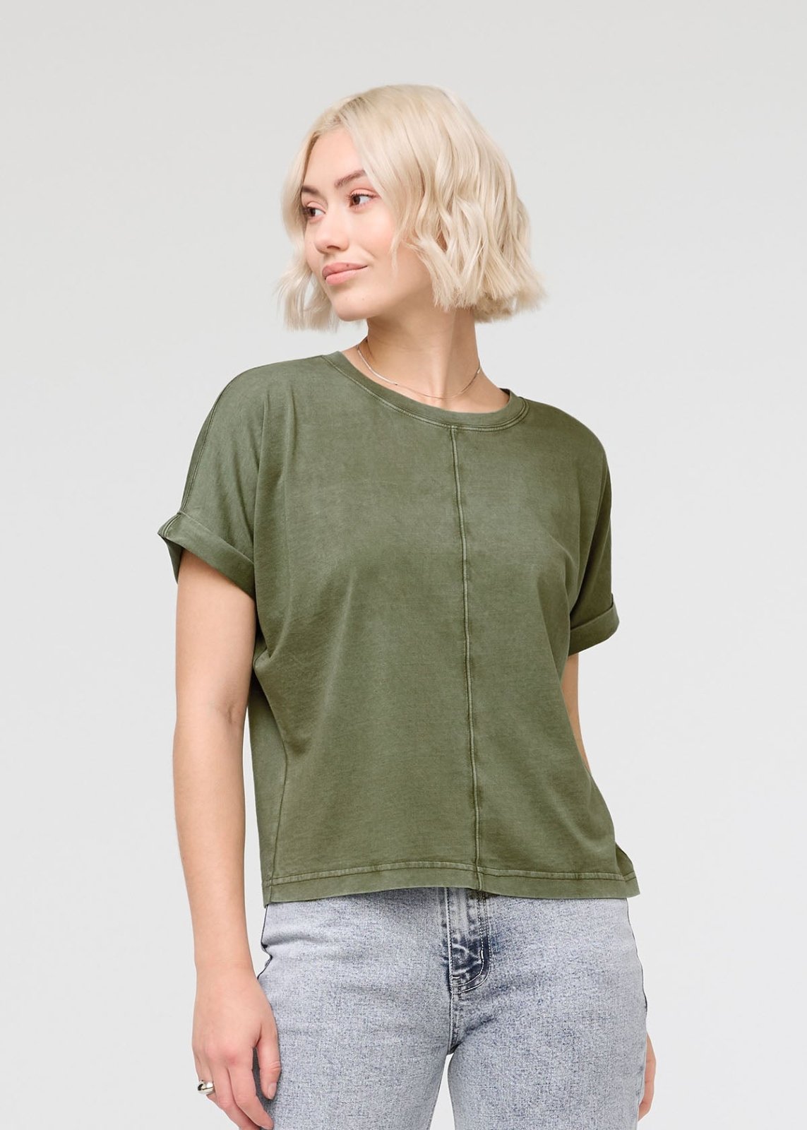 womens vintage green 100% pima cotton t-shirt front