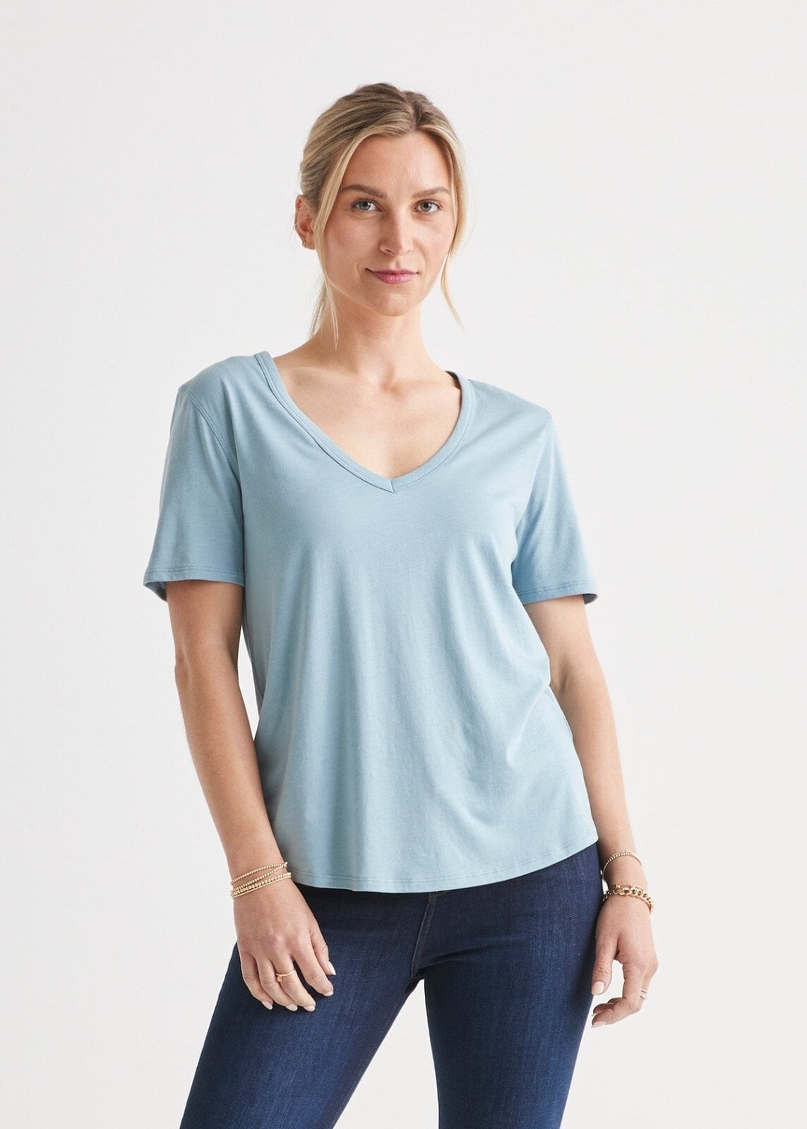 トップス Studio Doe V-neck Tencel Sheer Shirt S/M Women's Soft Lightweight V-Neck T-Shirt