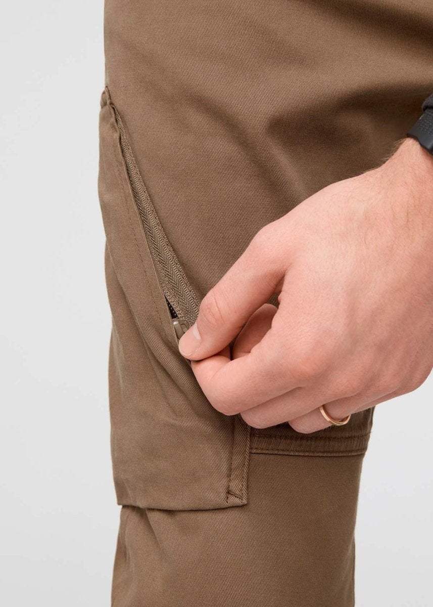 mens khaki athletic waterproof pant zip thigh pocket