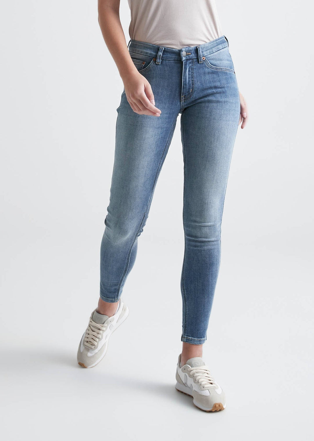 Women's Light Blue Mid Rise Skinny Fit Stretch Jeans