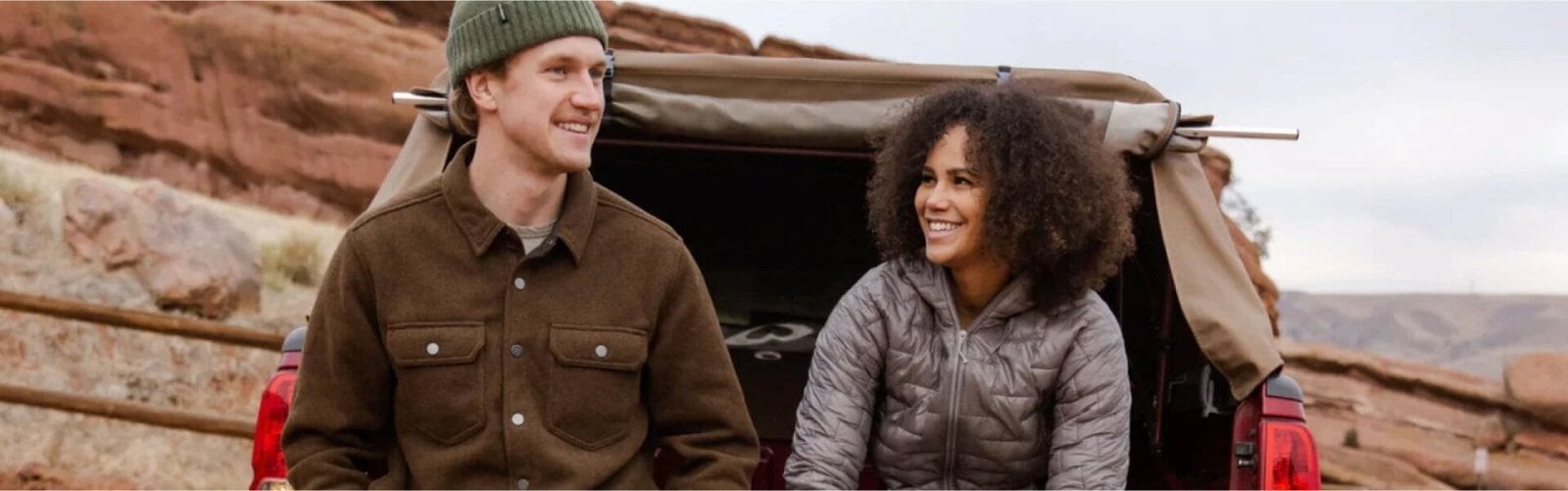 Two campers wearing Performance Denim