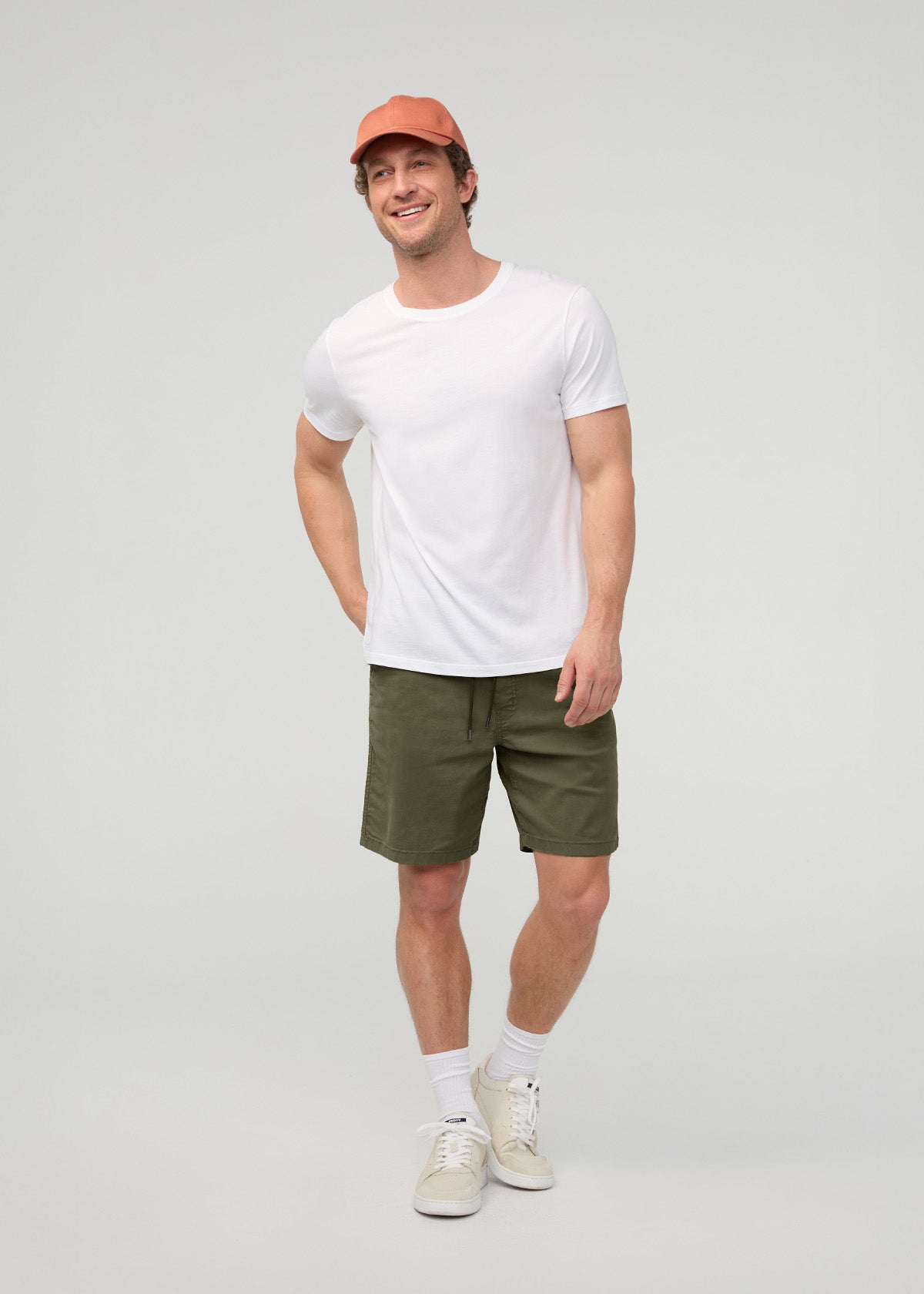 Men’s Loden Green Stretch Travel Shorts full body 