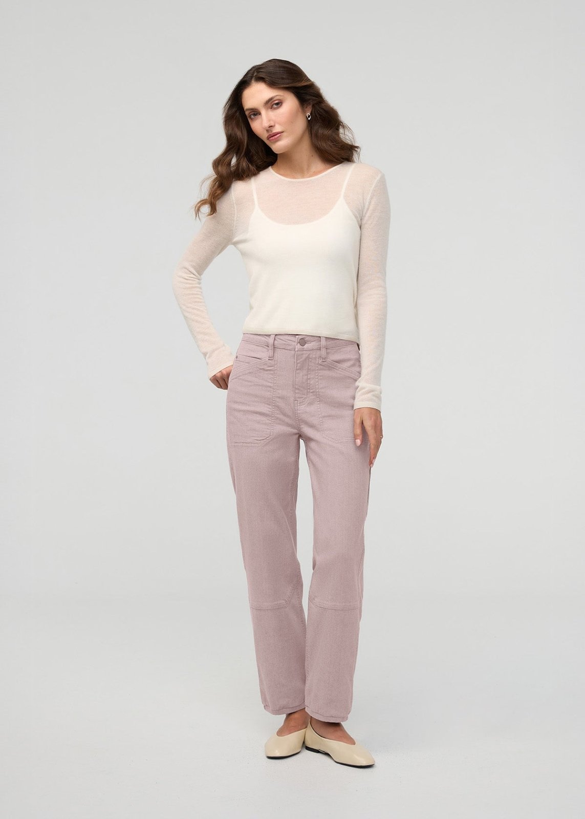 Women's Stretch Canvas Chalk Utility Pants Full Body