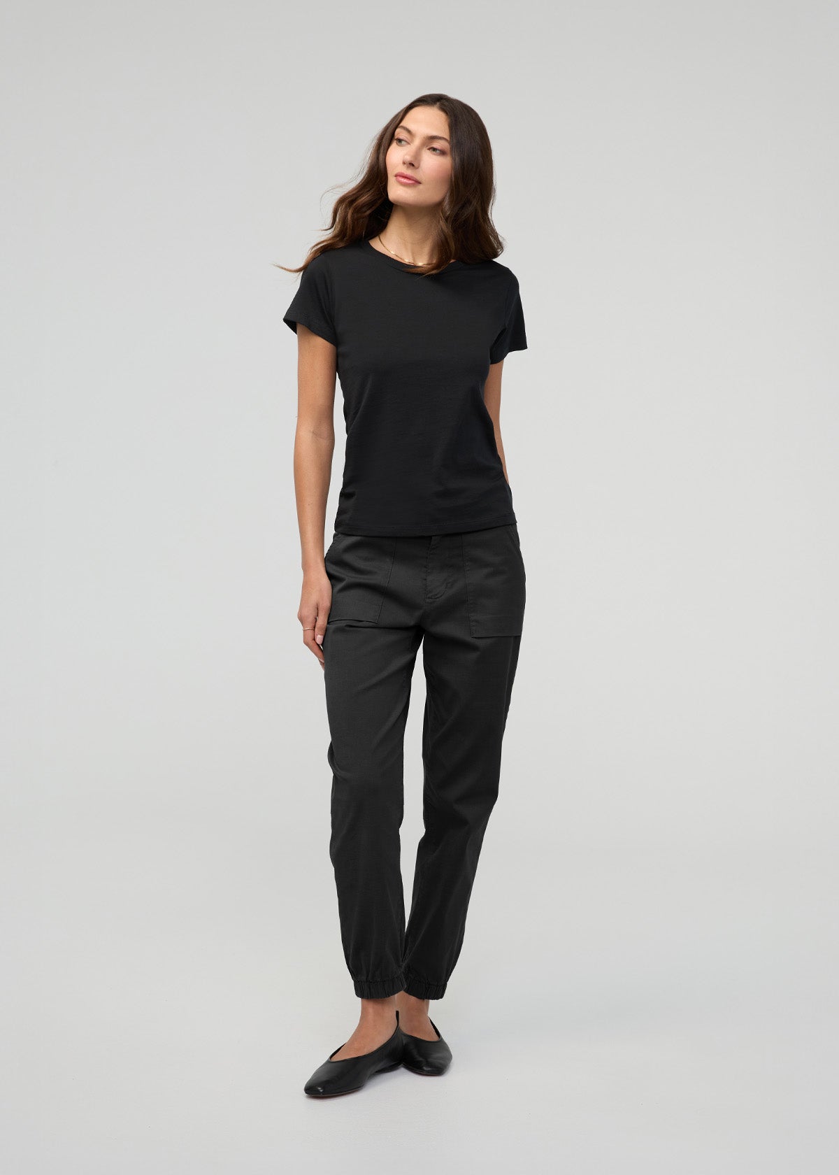 Women's Black Stretch Twill Jogger full body