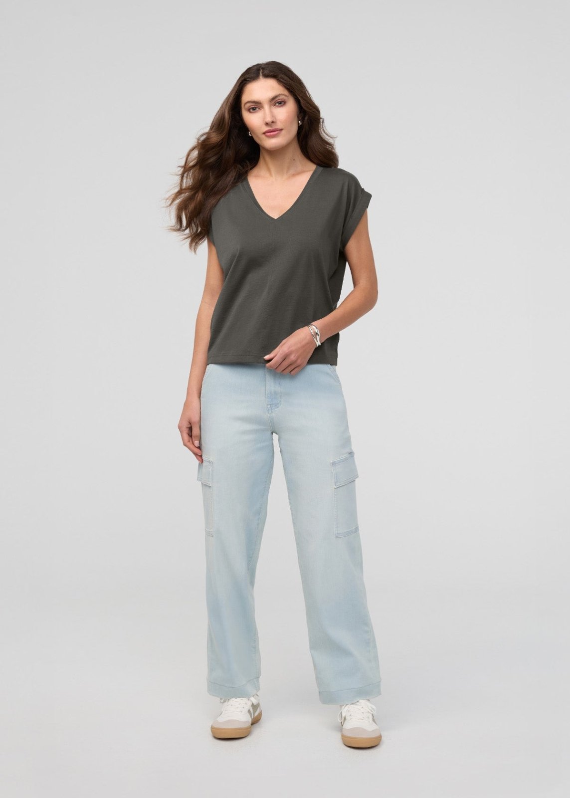 Women's Evergreen Pima Cotton Dolman V-Neck Full Body