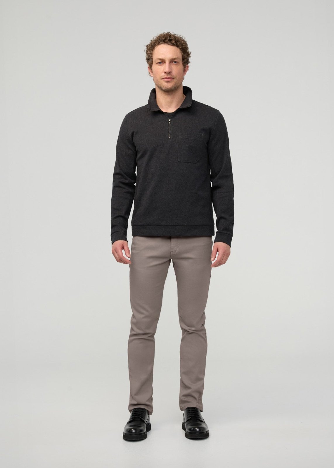 Men's Black Slim Straight Fit Dress Sweatpant front full body