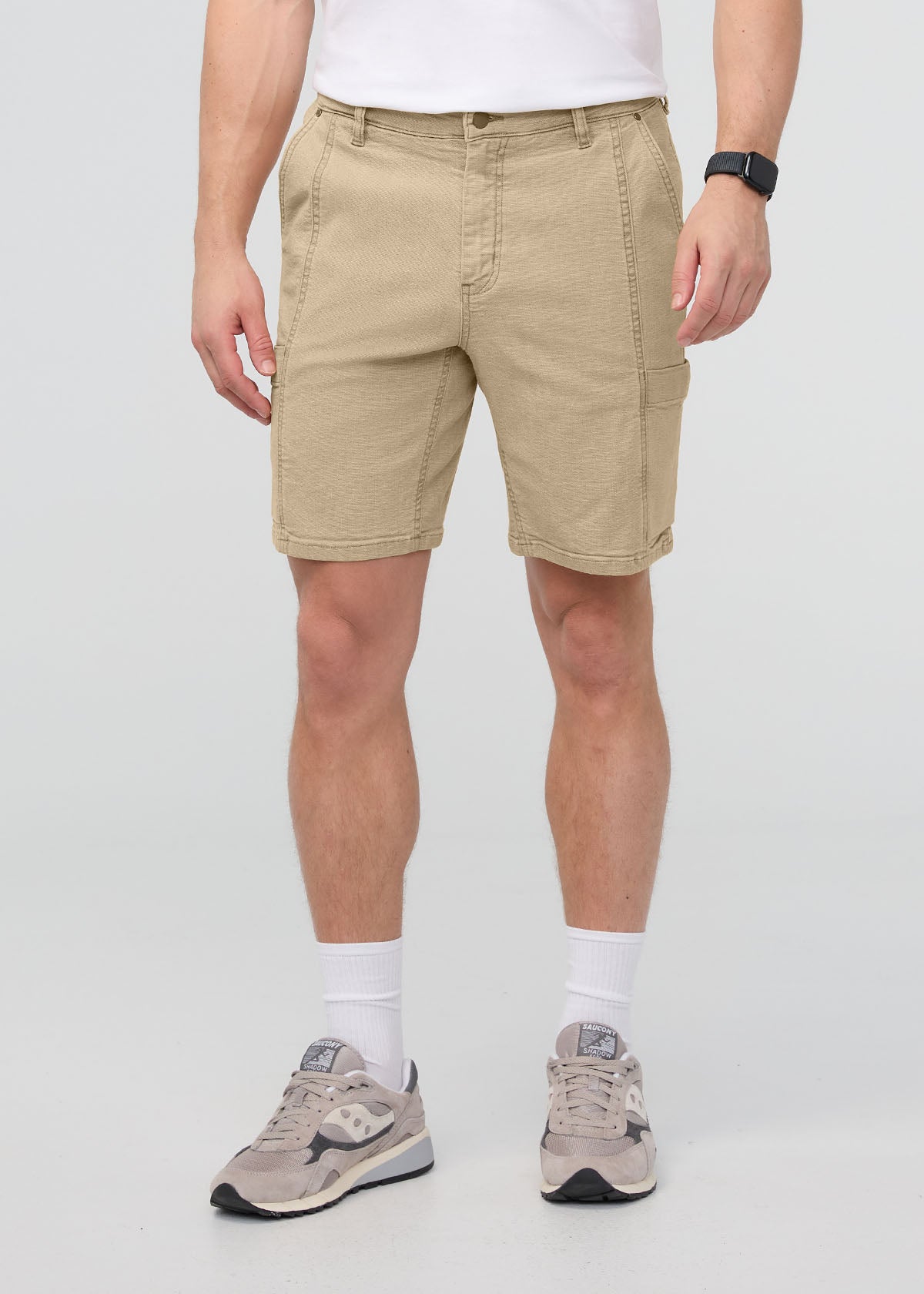 Men's Tan Stretch Canvas Cargo Shorts