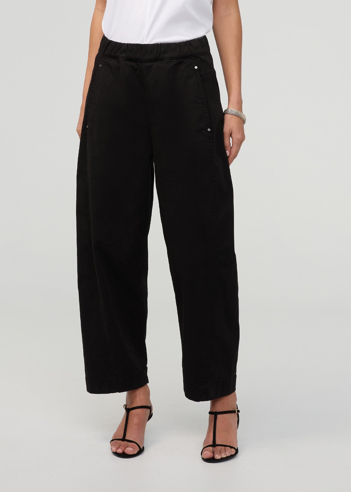 Women's Black Barrel Pull On Pant front