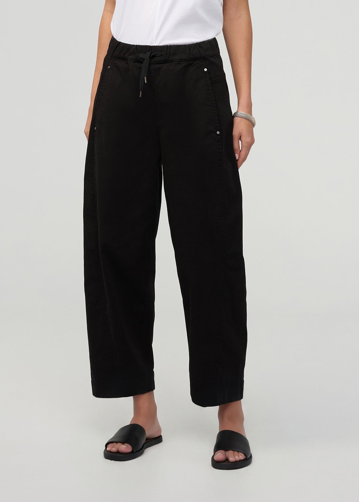 Women's Black Barrel Pull On Pant front