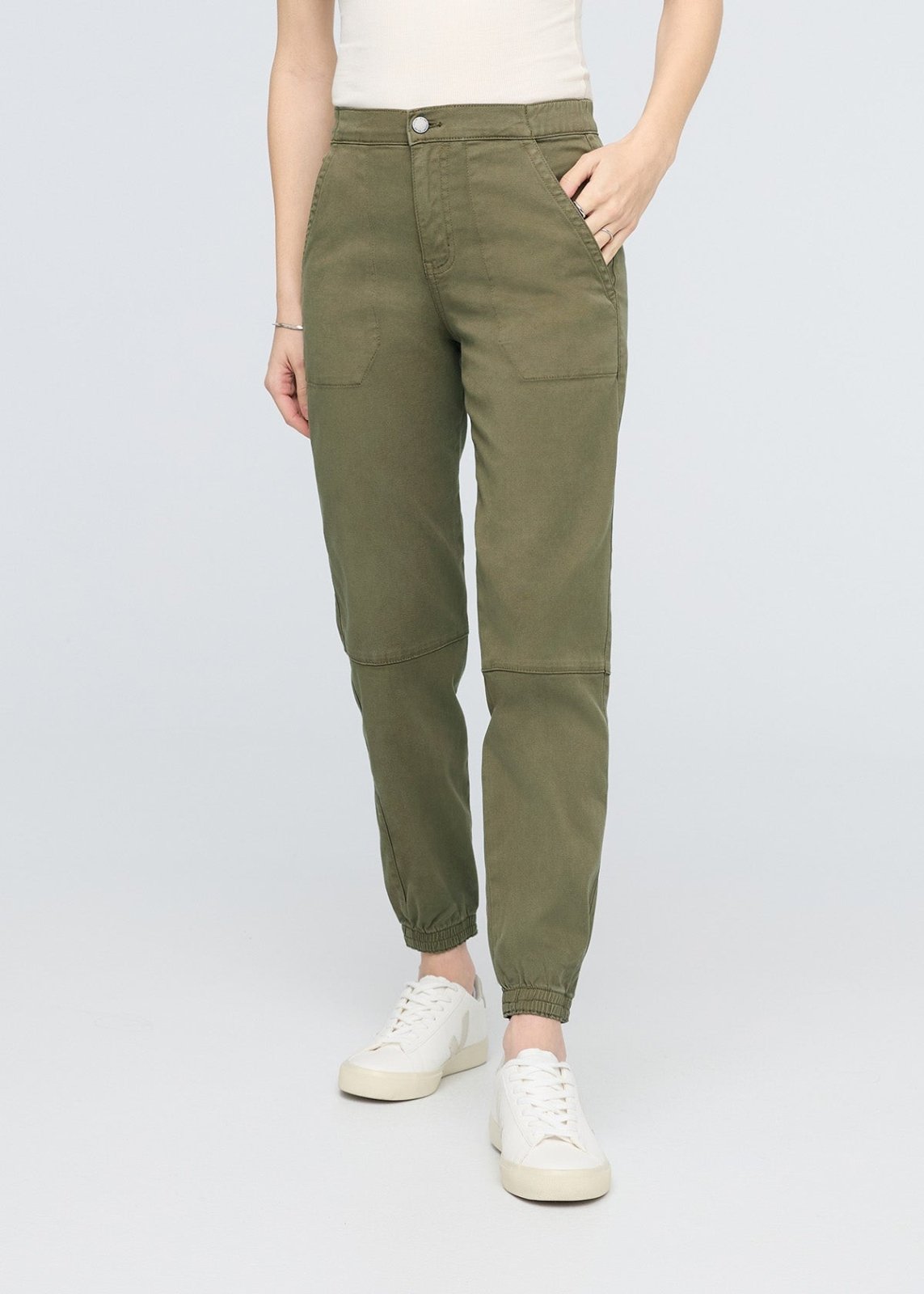 womens high rise green athletic jogger front