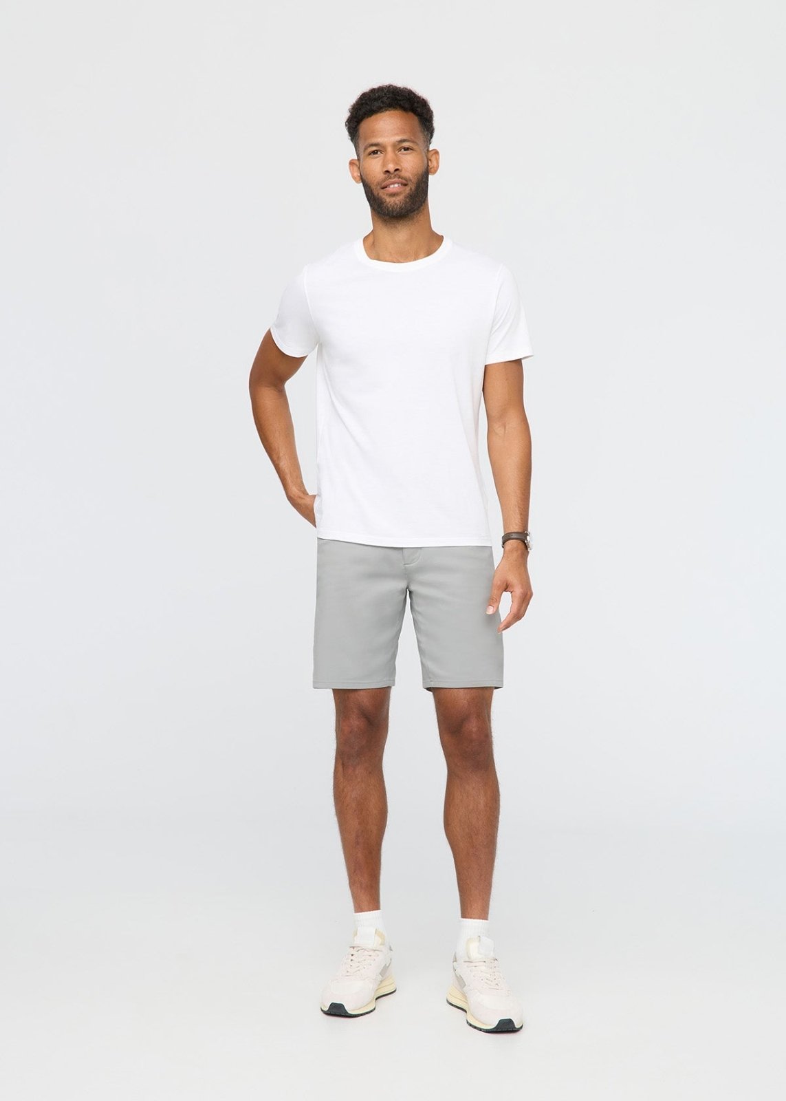 mens clean grey golf short full body