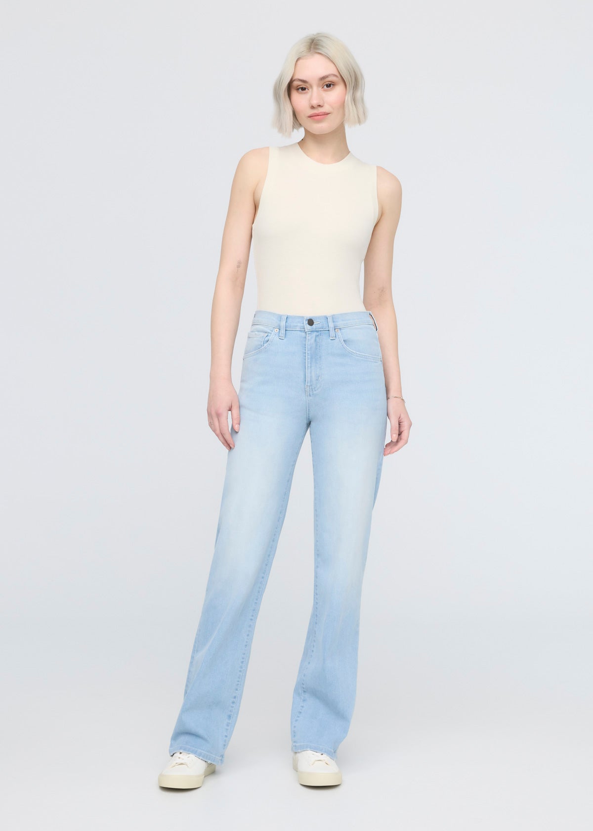 Women's Sun Faded Blue High Rise Straight Jeans