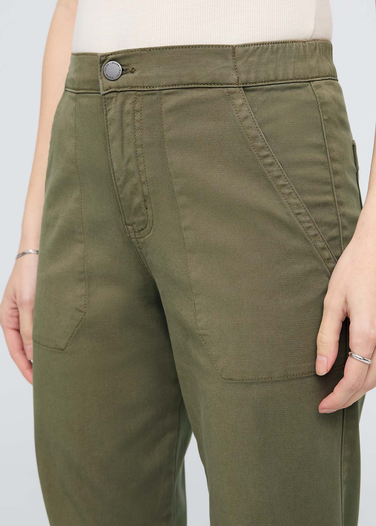 womens high rise green athletic jogger front detail