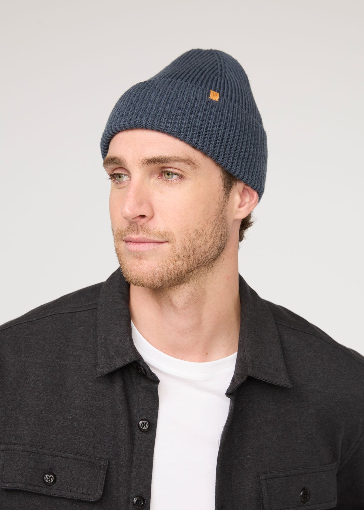 merino wool heritage blue beanie front