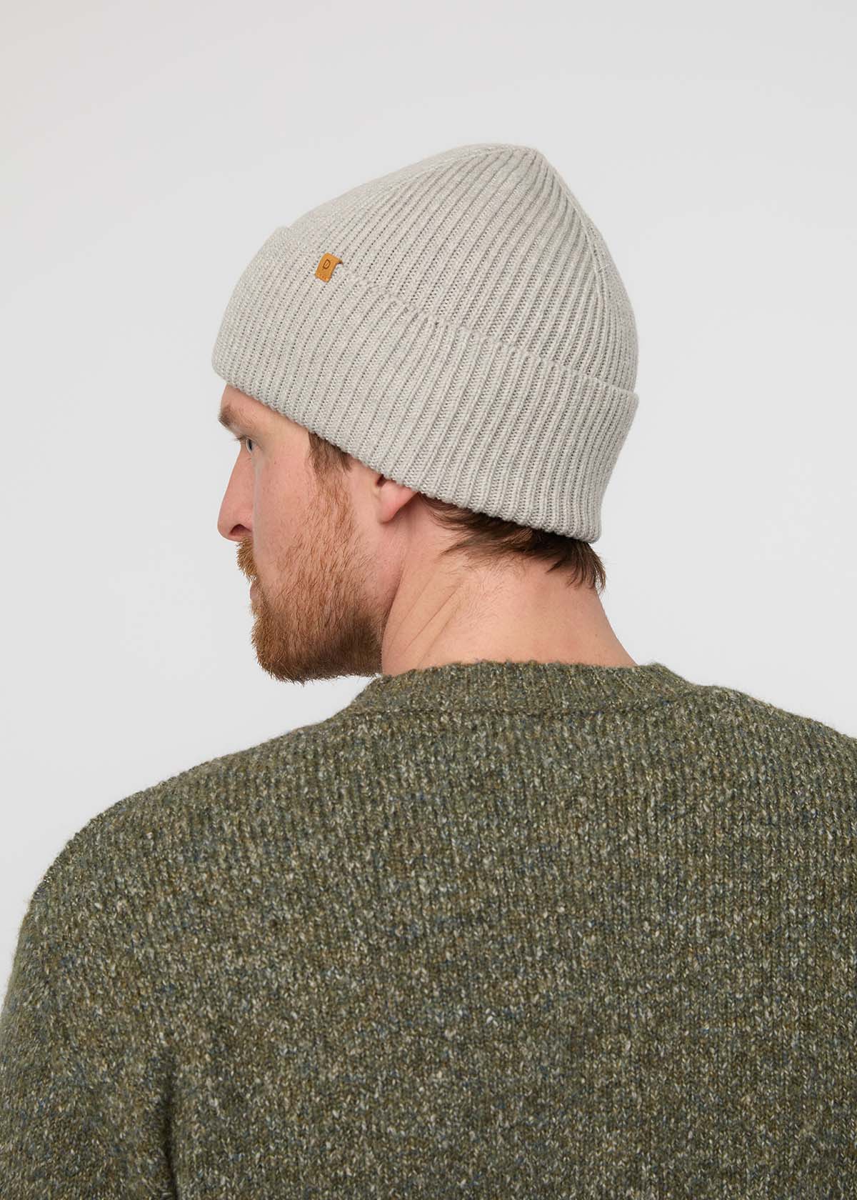 merino wool light grey beanie back