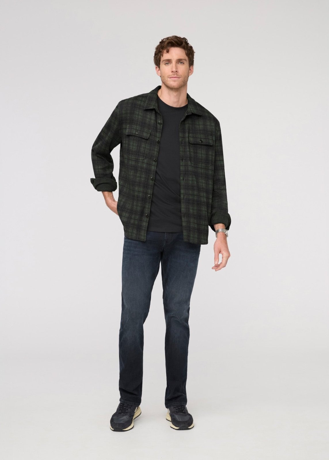 DUER Men's Performance Flannel Button Down - Heather Peat Plaid DUER Men's Performance Flannel Button Down - Heather Peat Plaid
