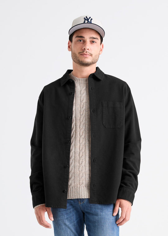 Men's Dark Grey Relaxed Moleskin Button Up Shirt