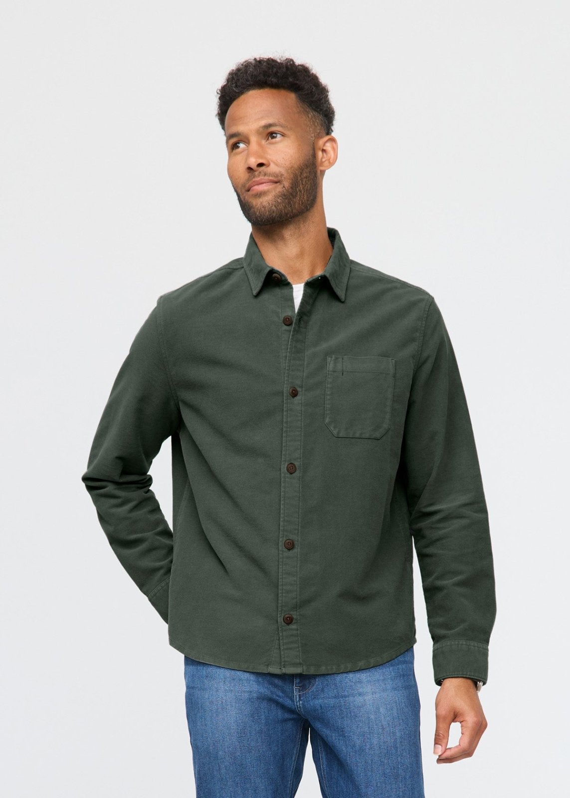 mens peat relaxed moleskin button up shirt front