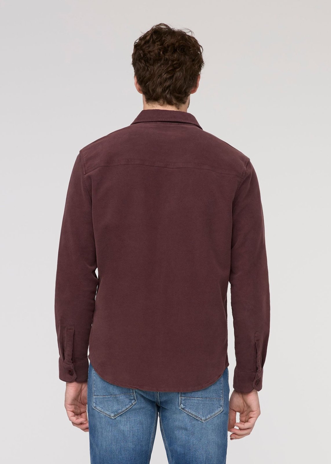 Men's Rich Maroon Relaxed Moleskin Button Up Shirt