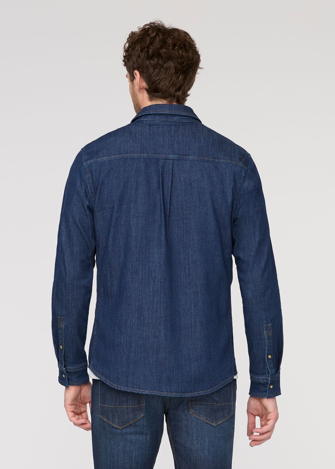 Men's Dark Stone Denim Lite Two-Pocket Shirt Back