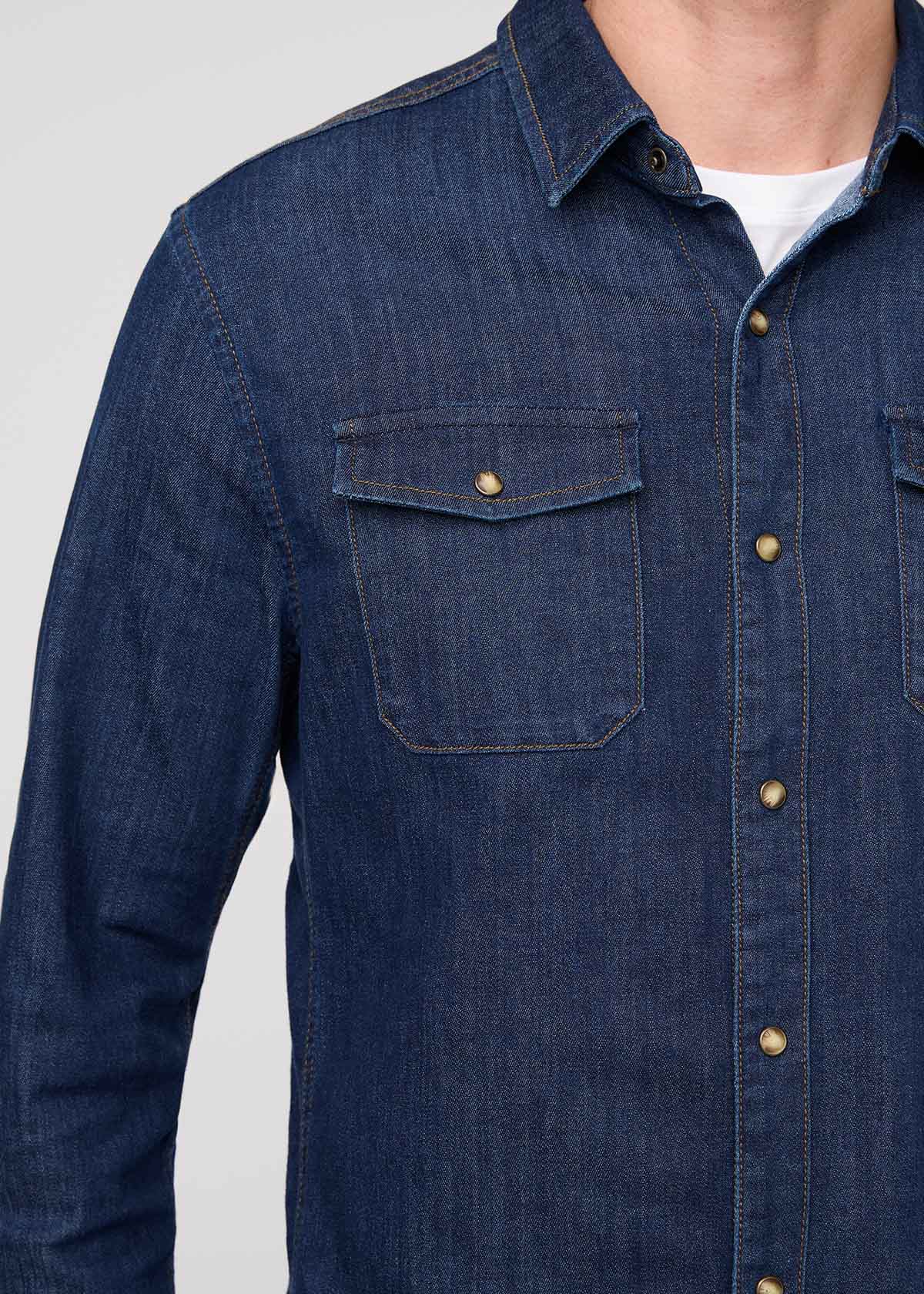Men's Dark Stone Denim Lite Two-Pocket Shirt Front Pocket