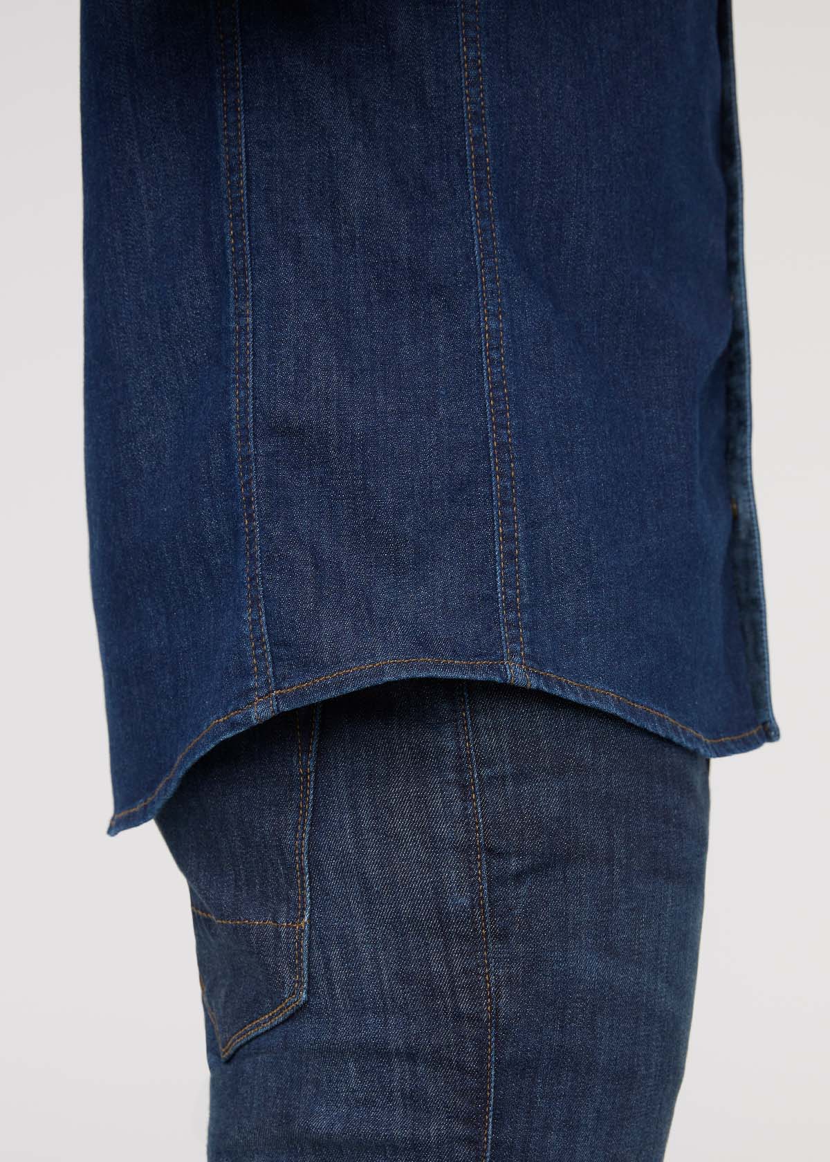 Men's Dark Stone Denim Lite Two-Pocket Shirt Side Detail