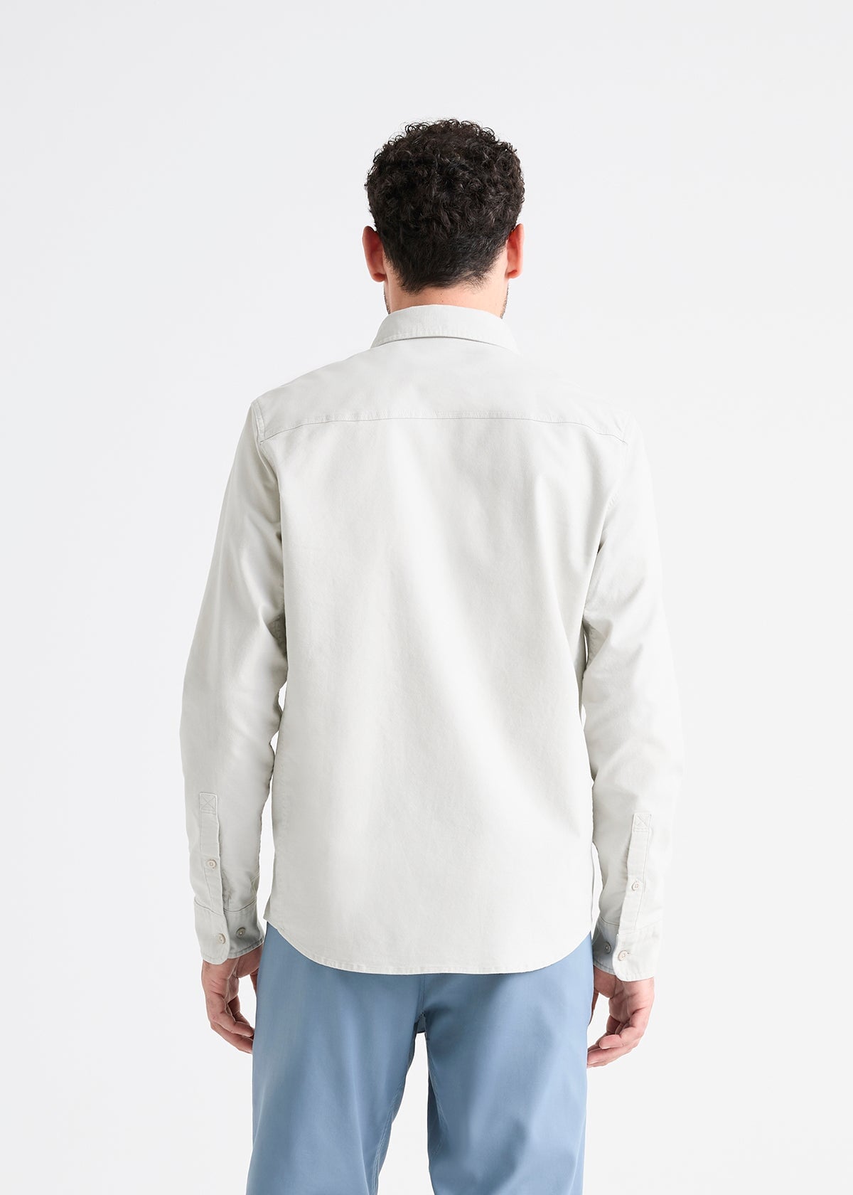 mens off-white stretch button down shirt back