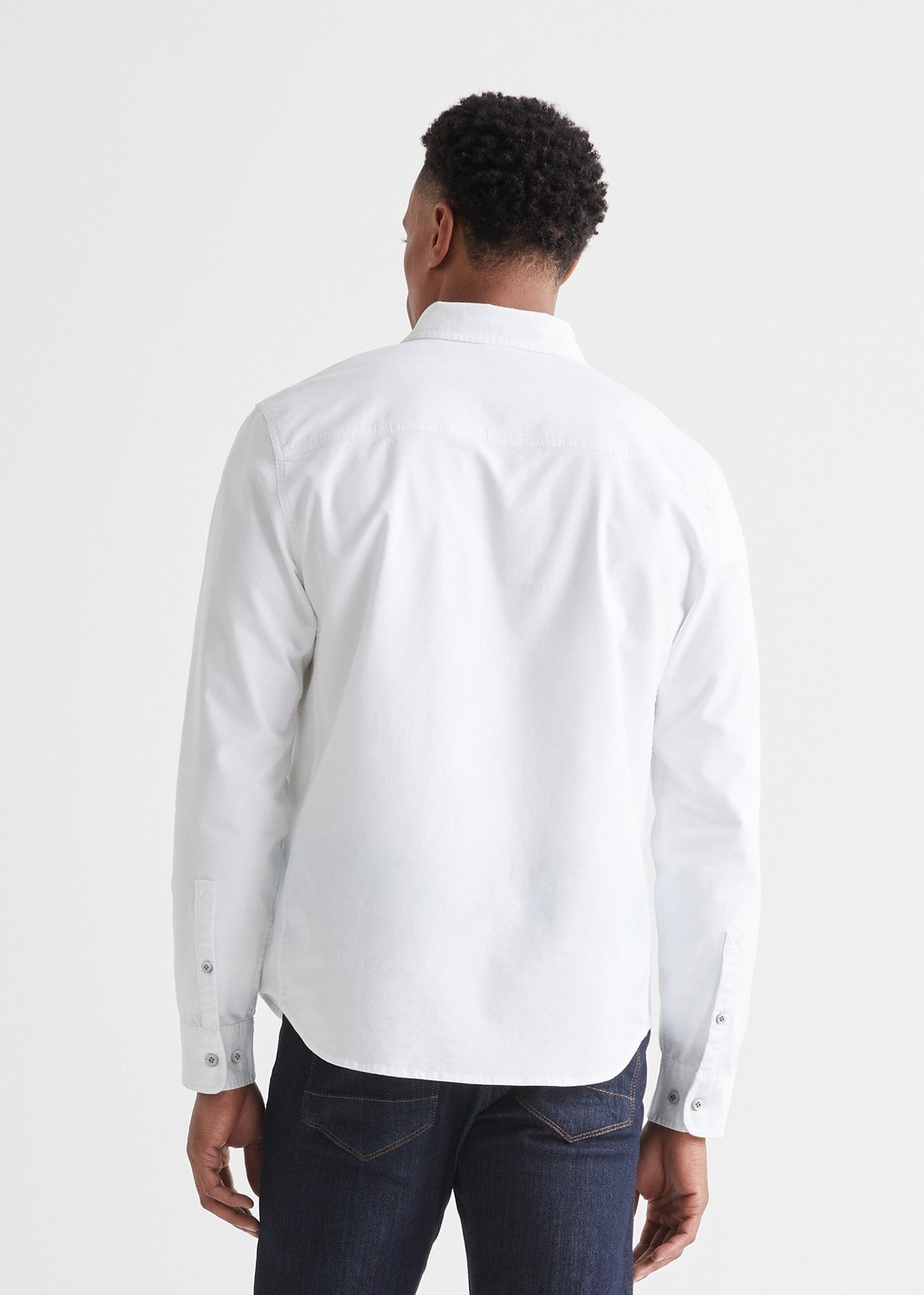 Men's White Stretch Button Down Shirt