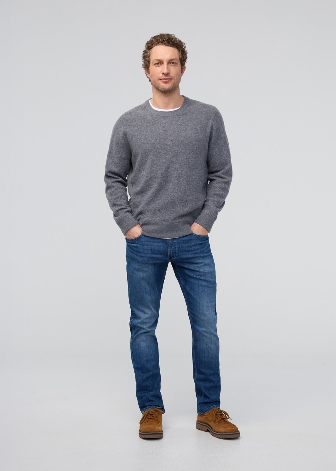 mens fleece lined blue denim full body