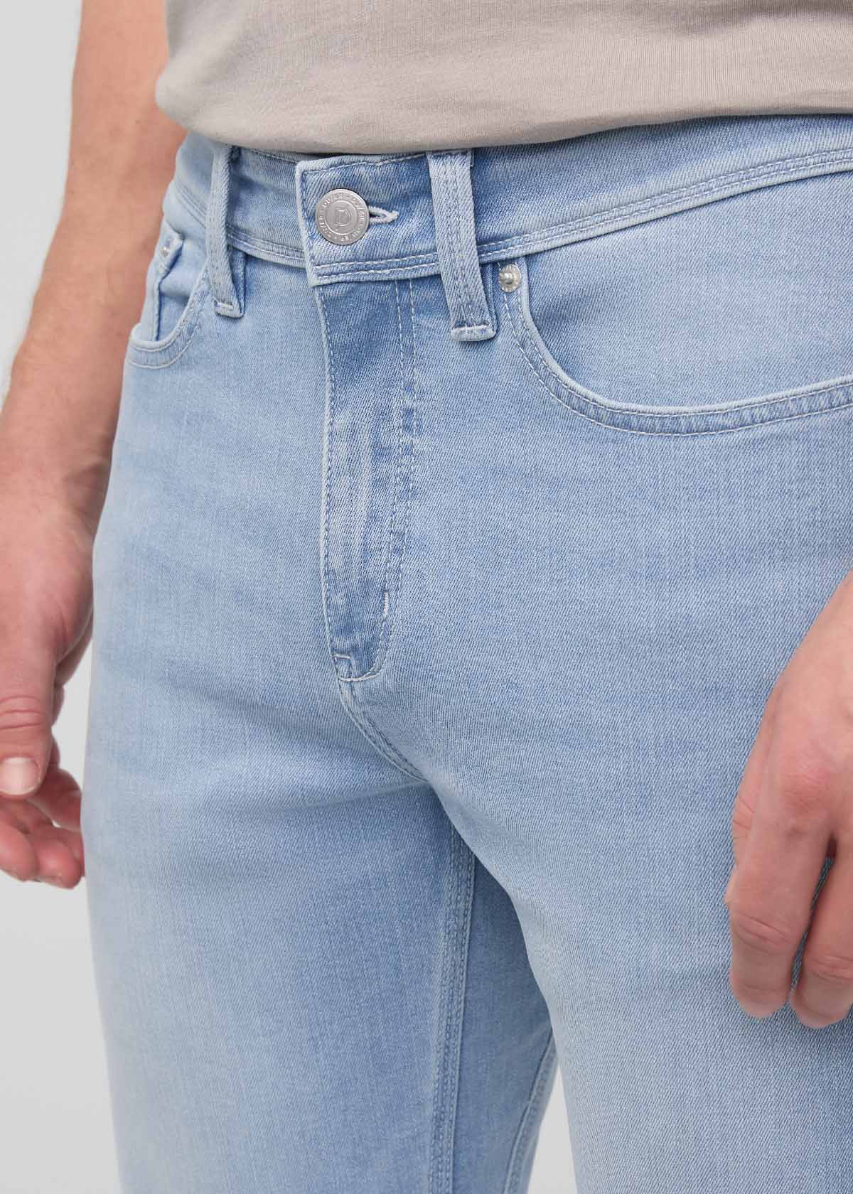 mens light blue slim straight fit stretch jeans front waistband