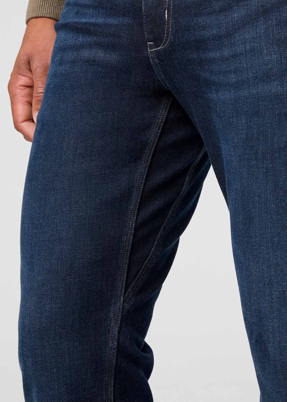 mens dark wash straight fit stretch jeans gusset