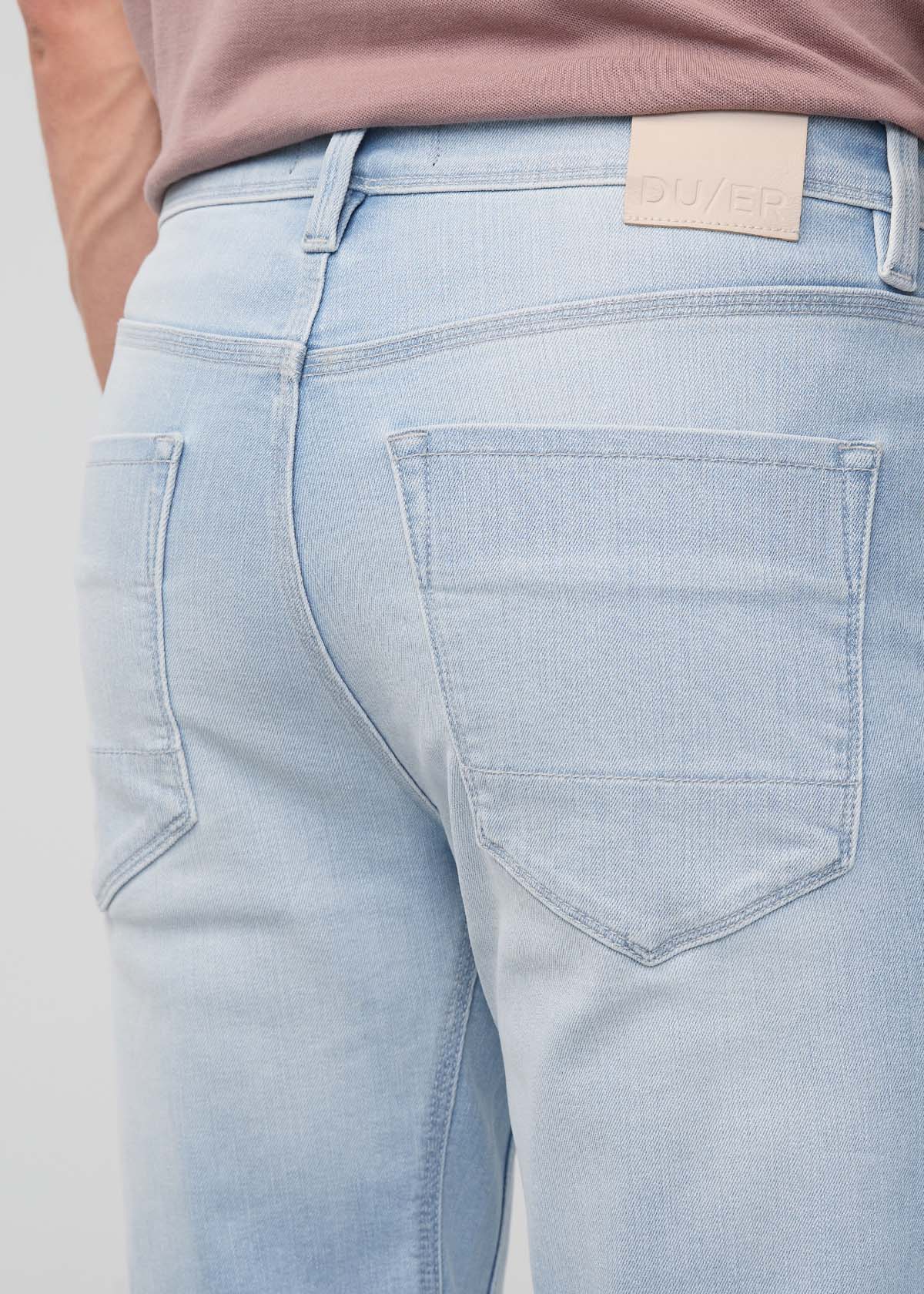 mens straight fit light blue jeans back detail