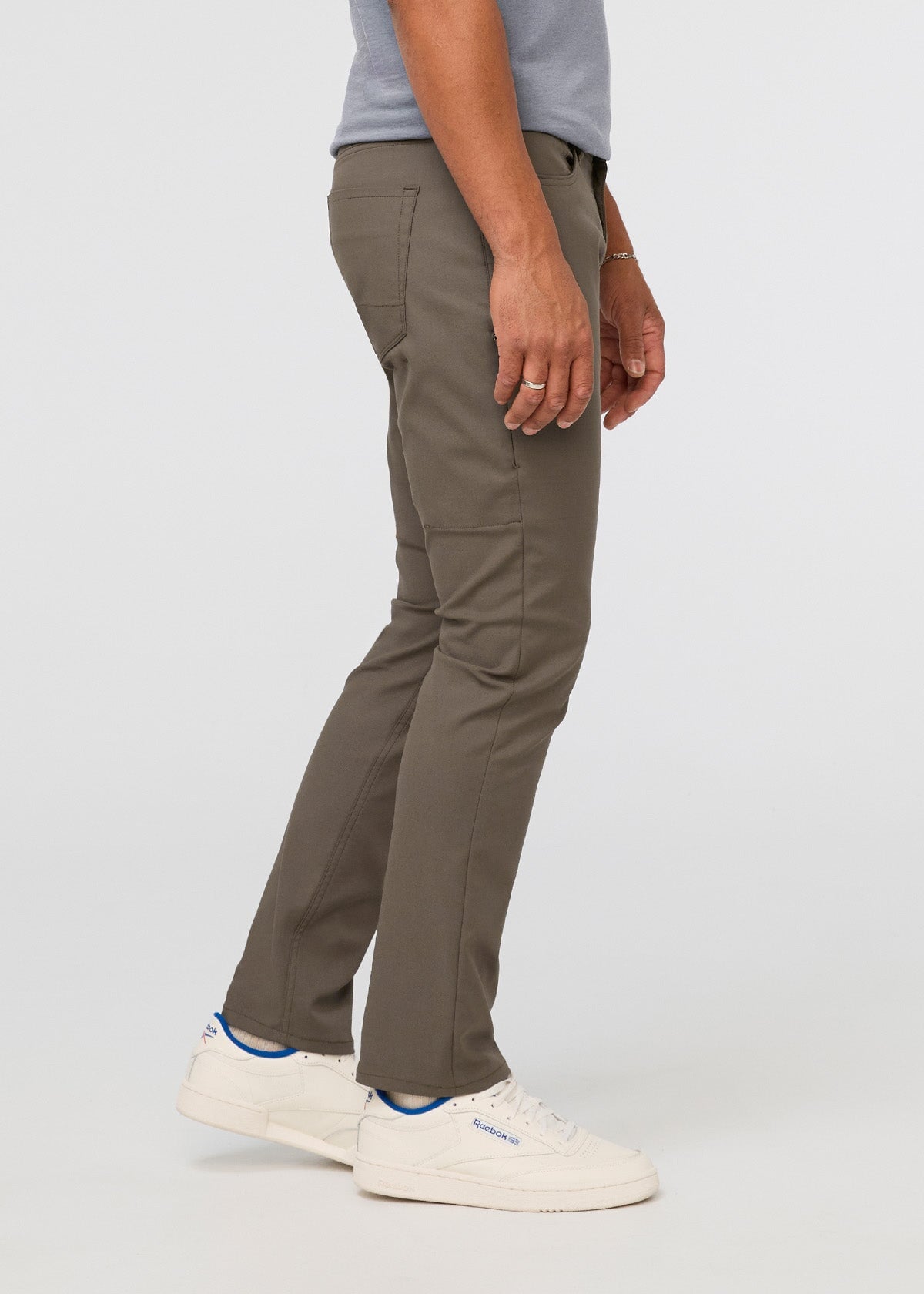 mens grey-green relaxed fit stretch pants side