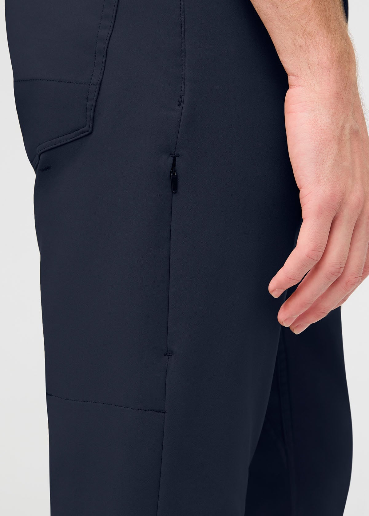 mens navy slim fit stretch pant zip thigh pocket