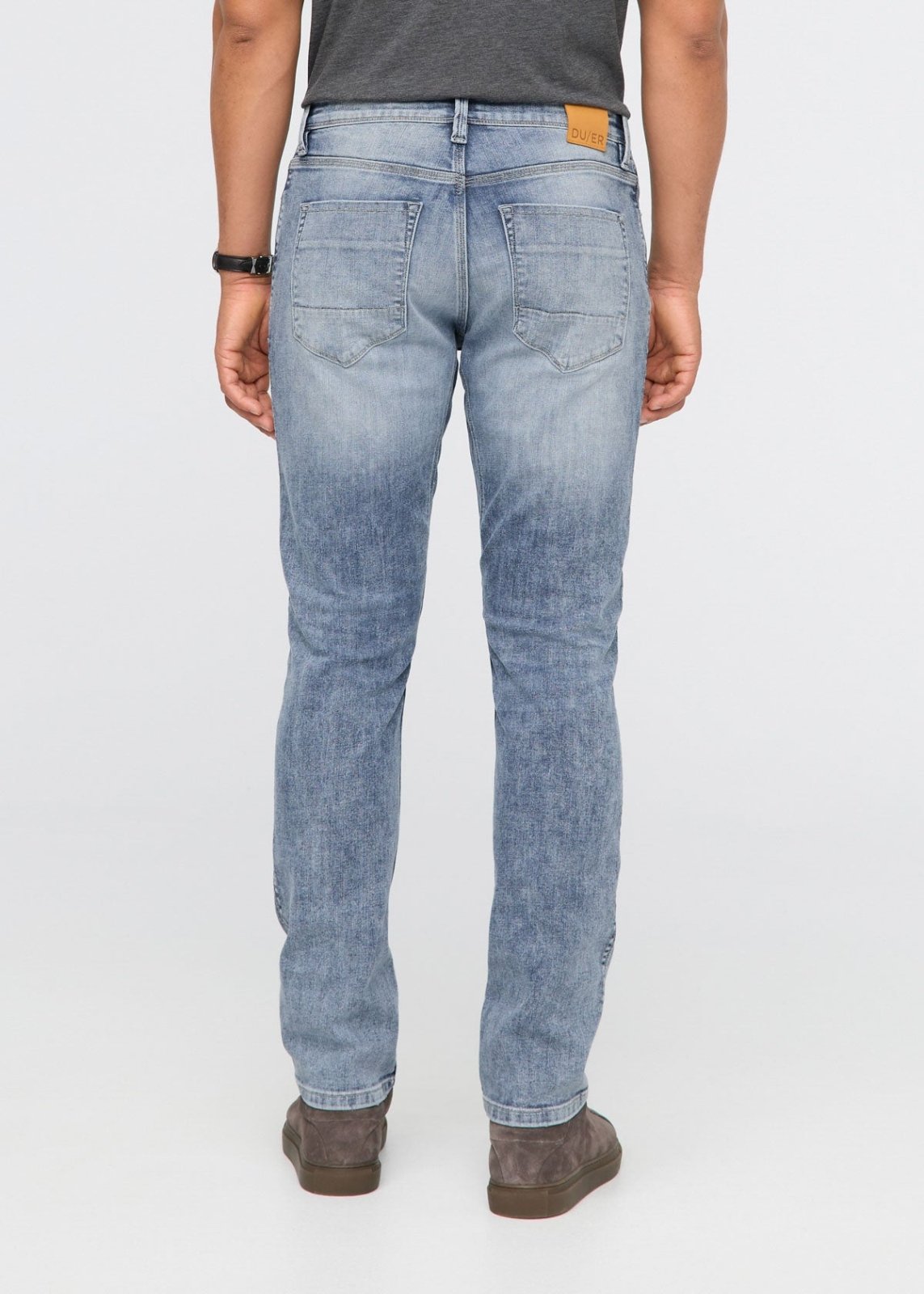 mens relaxed fit stretch fade jeans back