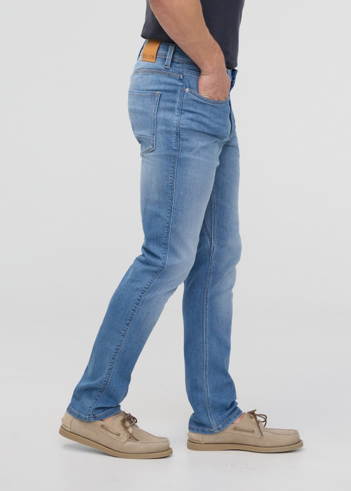 mens performance denim slim straight blueridge stretch jeans side