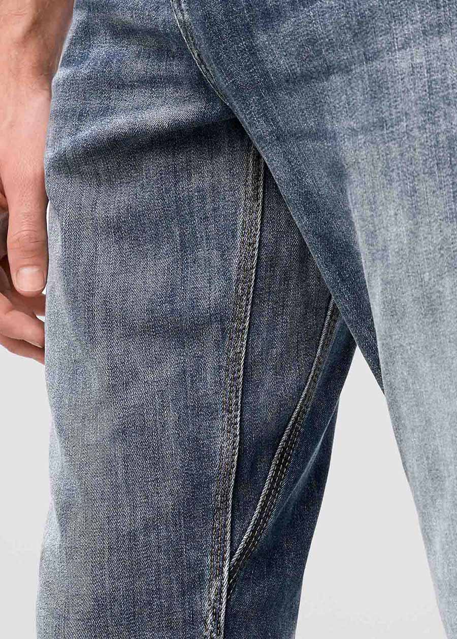 Men's Faded Blue Athletic Straight Fit Stretch Jeans