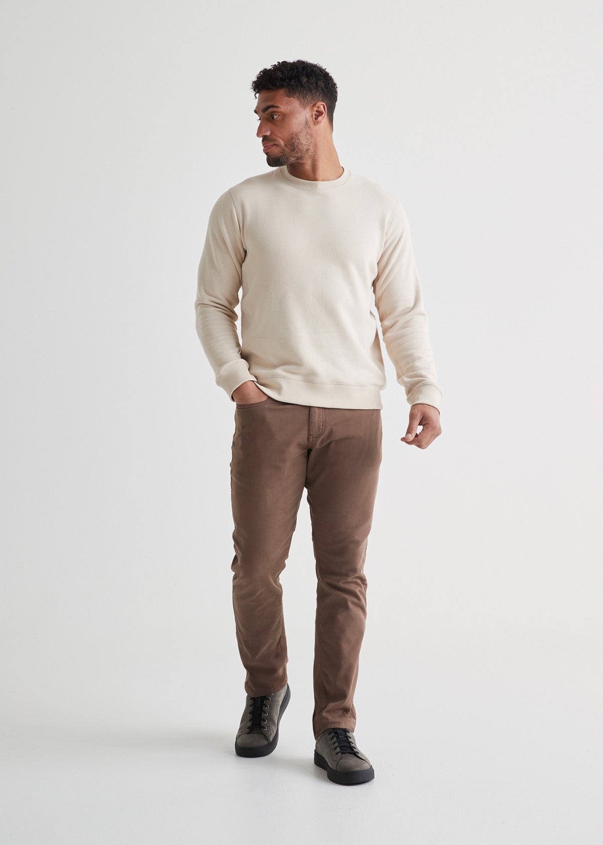 mens brown relaxed fit dress sweatpant full body