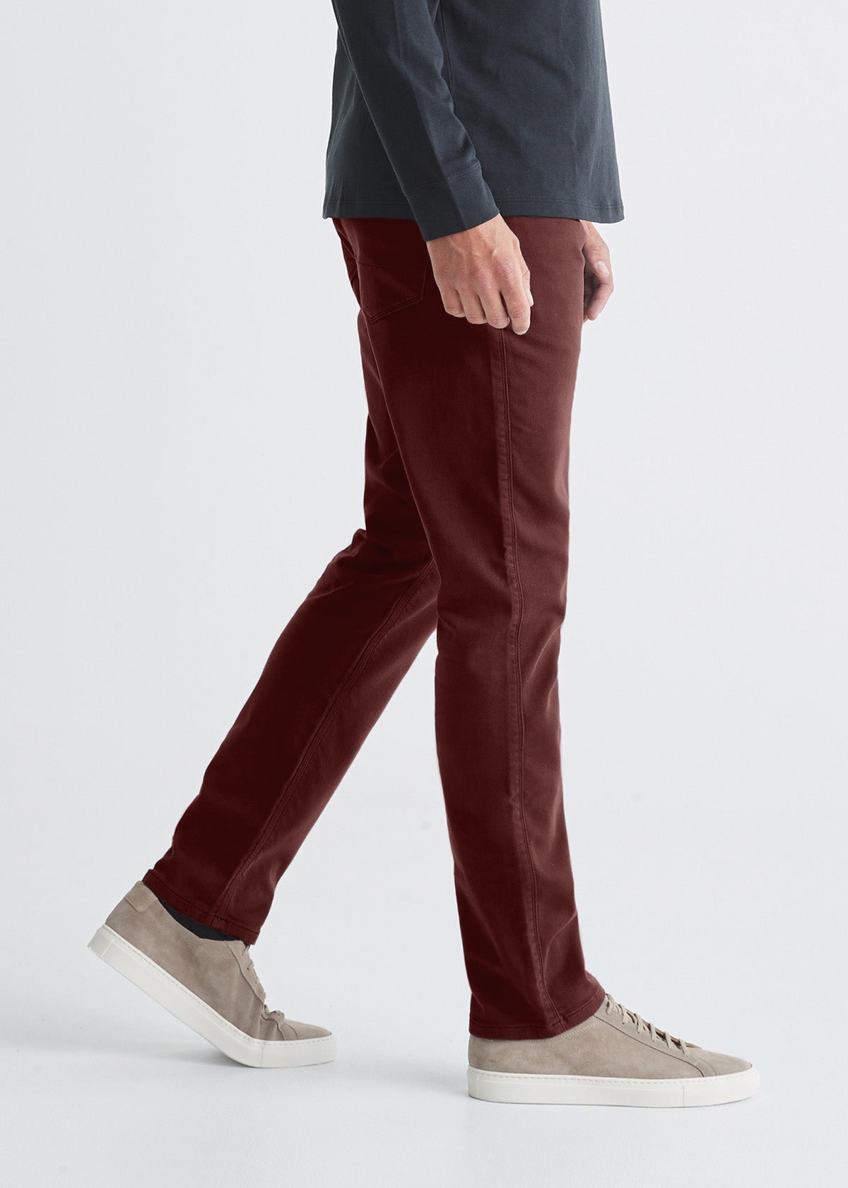 mens dark red relaxed fit dress sweatpant side