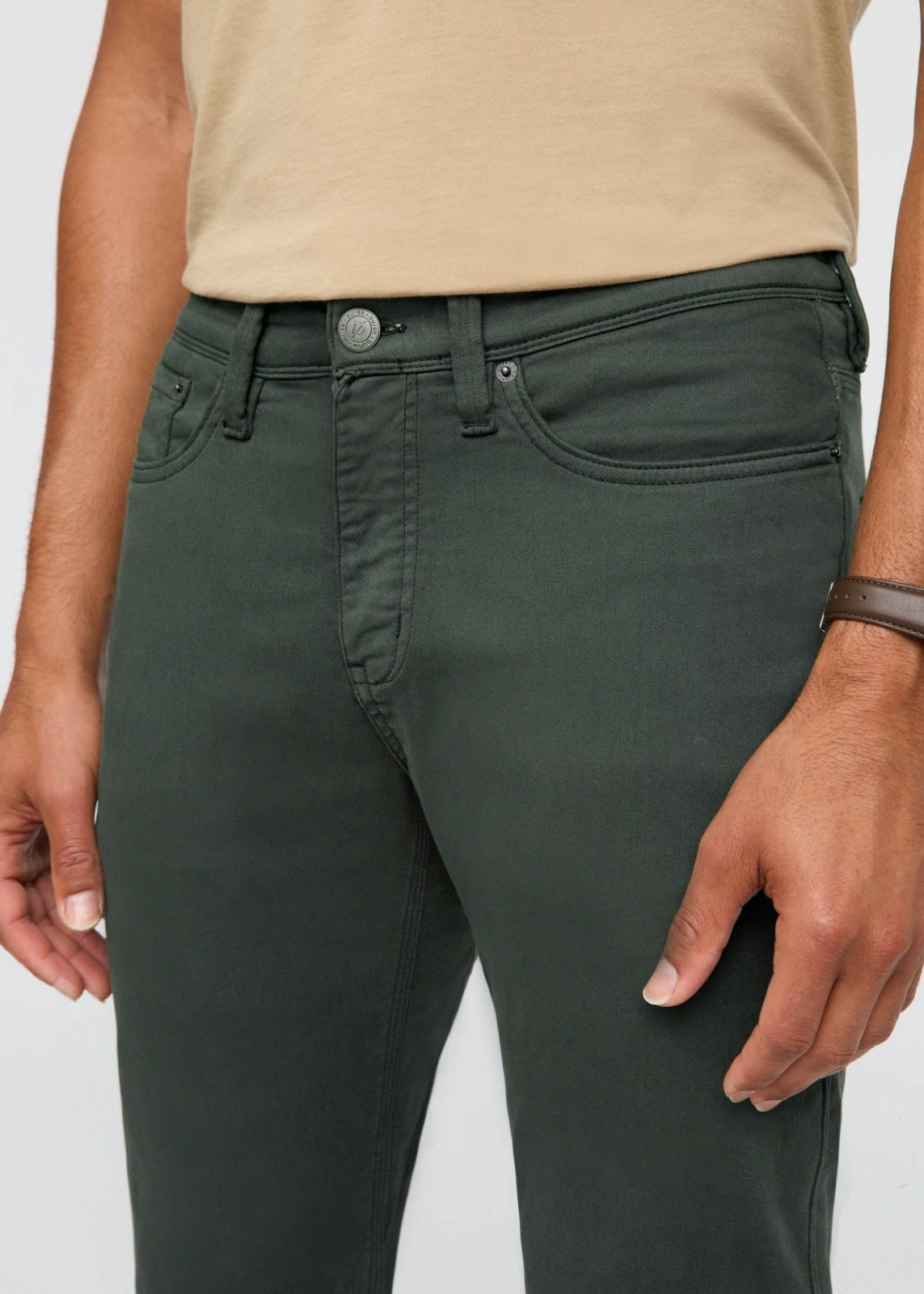 mens green slim fit dress sweatpant front waistband