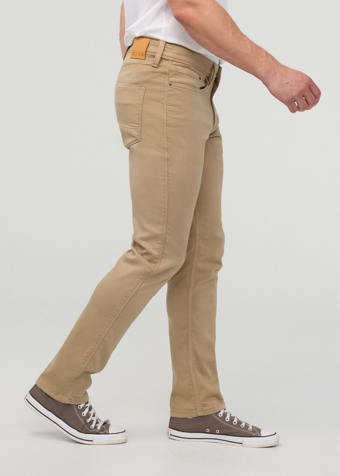 mens khaki slim straight dress sweatpant side