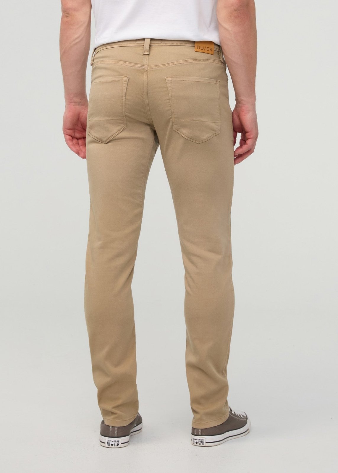 mens khaki slim straight dress sweatpant back