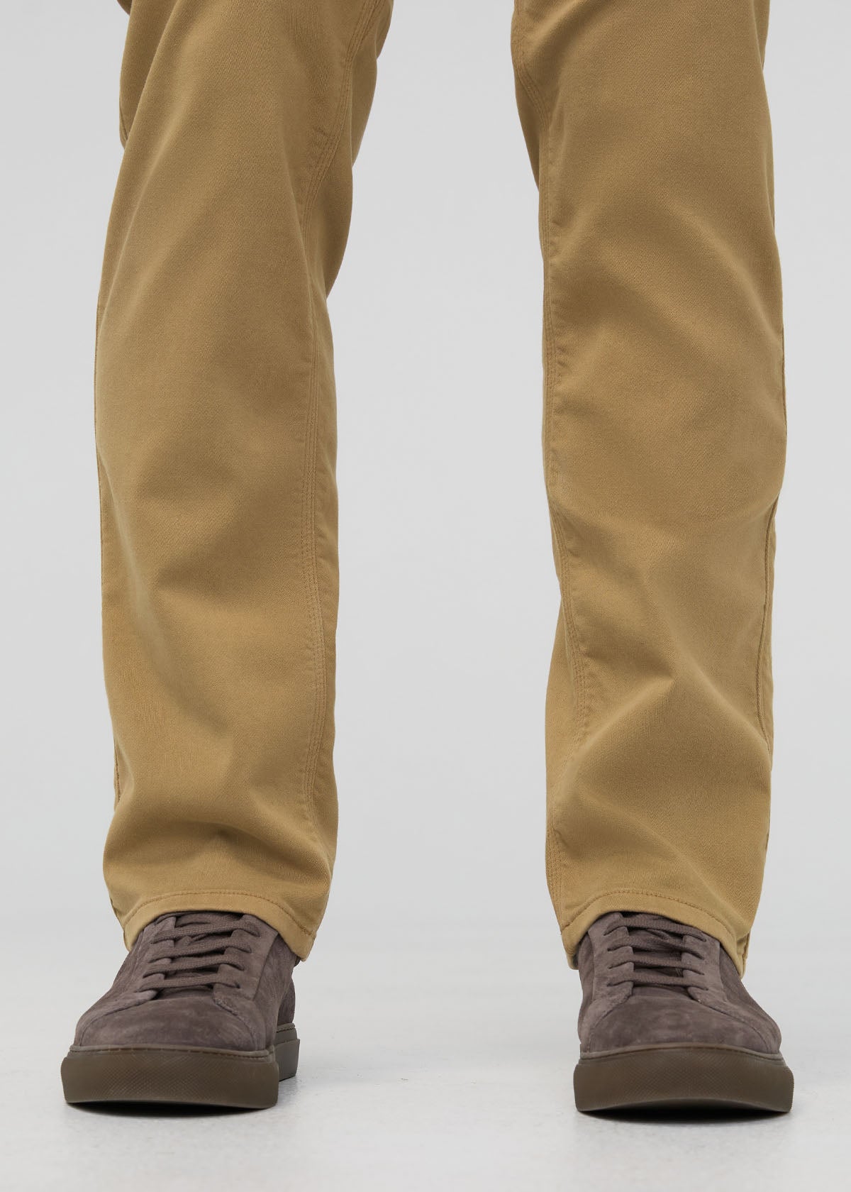 mens camel straight fit dress sweatpant hem detail 